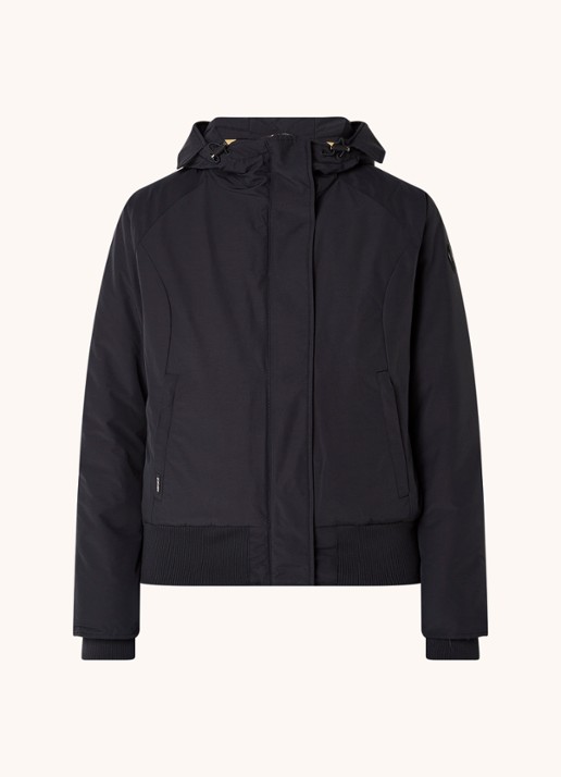 Airforce Gewatteerde jas met ritszakken en capuchon - voorkant 3 blauw