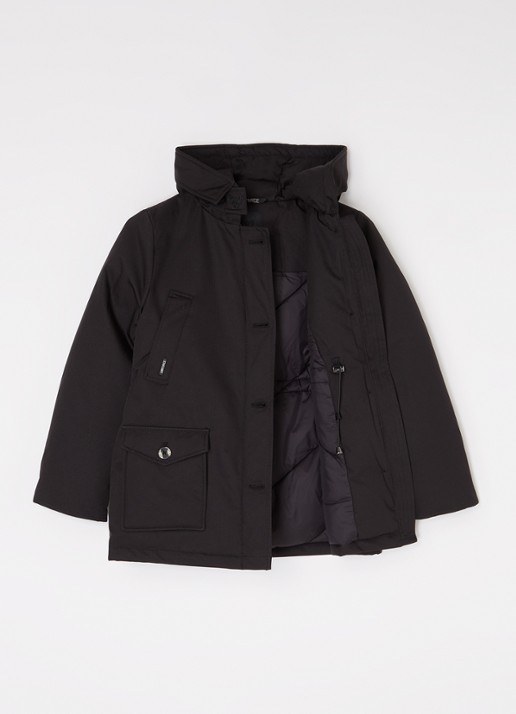 Airforce Gewatteerde parka met capuchon - voorkant 3 zwart