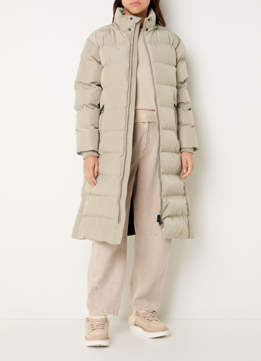 Airforce Grace longline puffer jas met afneembare capuchon - voorkant 2 taupe