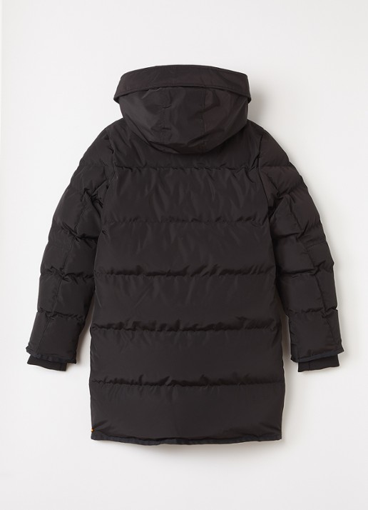 Airforce Jade longline puffer jas met capuchon - achterkant zwart
