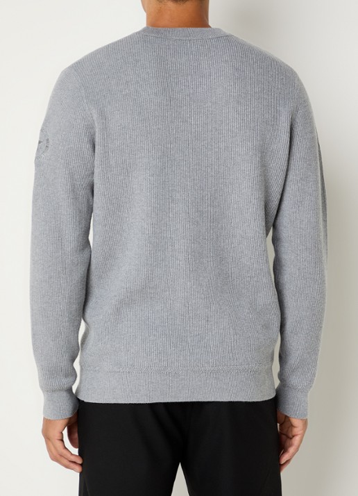 Airforce Kai grofgebreide pullover met ronde hals - achterkant 4 grijsmele