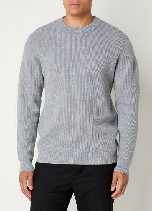 Airforce Kai grofgebreide pullover met ronde hals - detail grijsmele