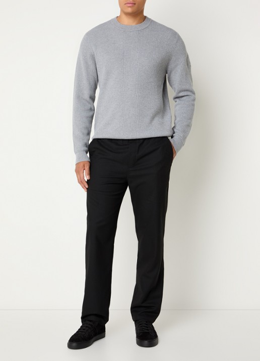 Airforce Kai grofgebreide pullover met ronde hals - voorkant 3 grijsmele