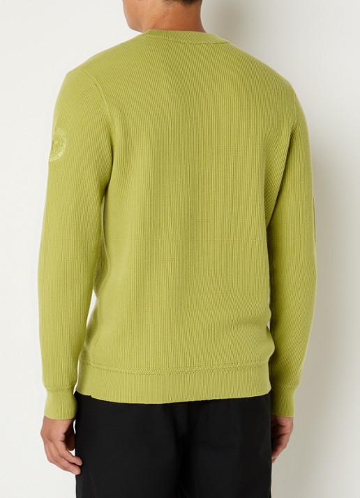 Airforce Kai grofgebreide pullover met ronde hals - achterkant 2 mosgroen