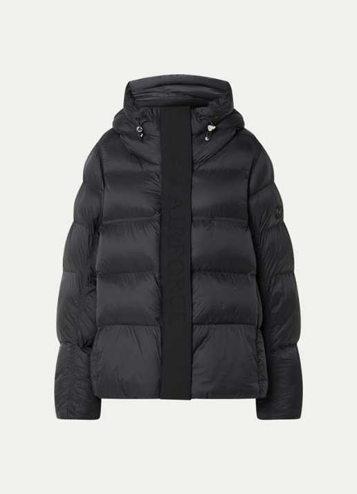 Airforce Kaia puffer jack met capuchon en logo - voorkant zwart