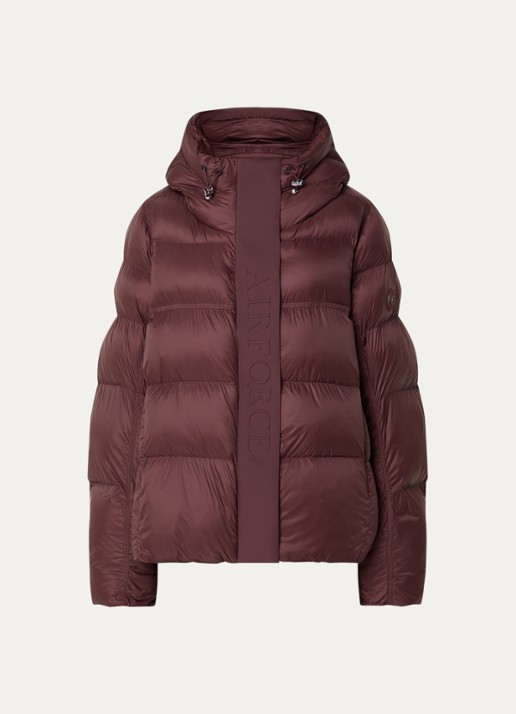 Airforce Kaia puffer jack met capuchon en logo - voorkant 2 roodbruin