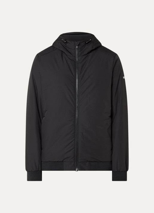 Airforce Larry gewatteerd bomberjack met capuchon en waterafstotende coating - voorkant 2 zwart