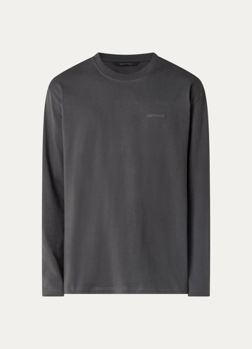 Airforce Longsleeve met logo - voorkant antraciet