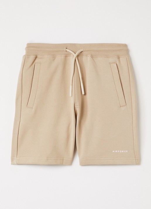 Airforce Loose fit korte joggingbroek - voorkant 3 beige