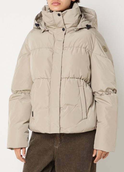 Airforce Maya puffer jack met steekzakken - detail creme