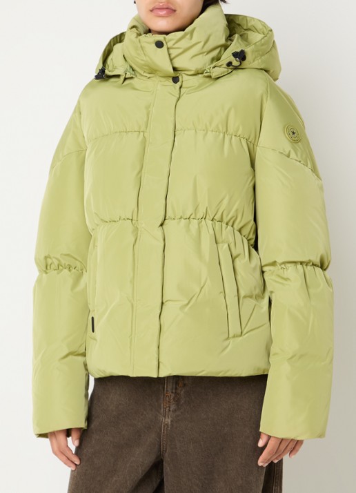 Airforce Maya puffer jack met steekzakken - detail 3 felgroen