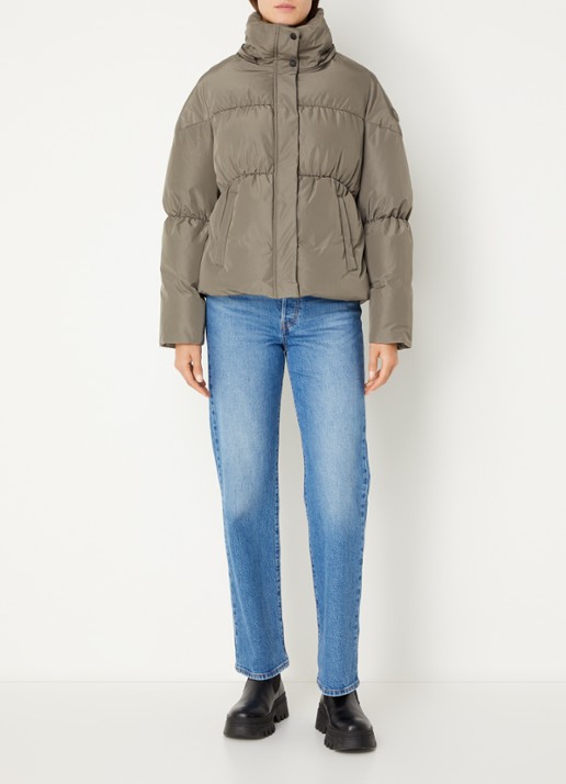 Airforce Maya puffer jack met steekzakken - voorkant 3 olijfgroen