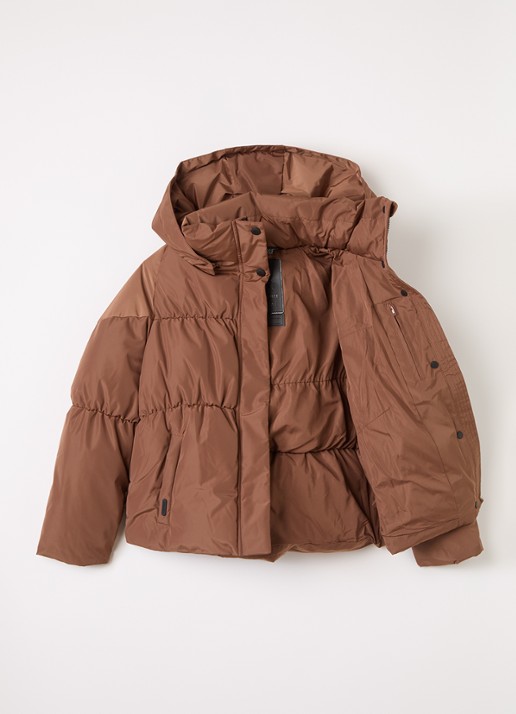 Airforce Maya pufferjack met afneembare capuchon - voorkant 2 lichtbruin