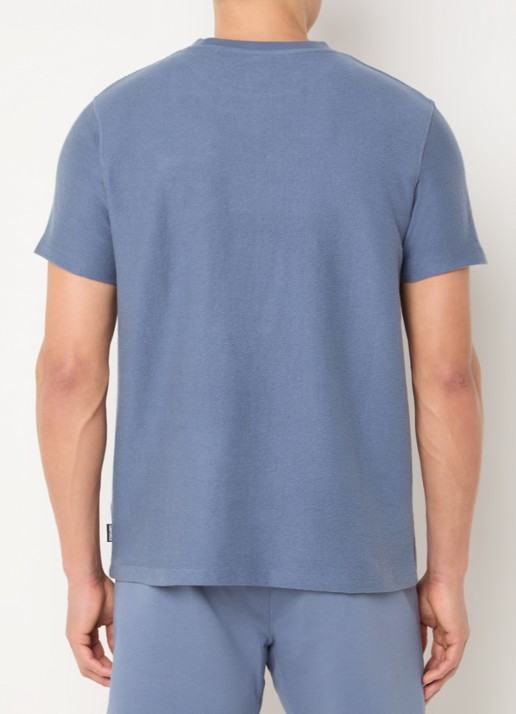 Airforce Milo T-shirt met logoborduring - achterkant 2 staalblauw