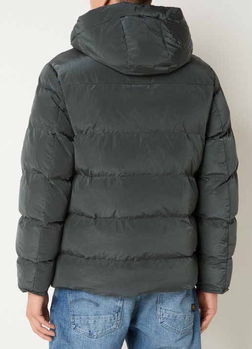Airforce Morris puffer jack met logo en opbergbare capuchon - achterkant 4 olijfgroen