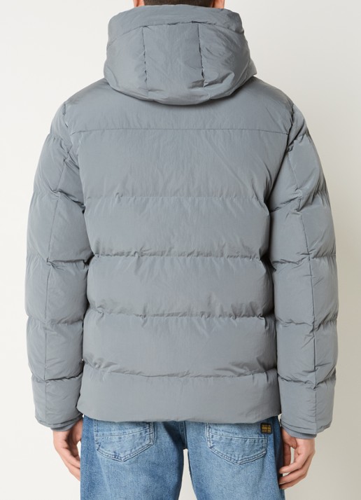 Airforce Morris puffer jack met logo en opbergbare capuchon - achterkant 3 staalblauw