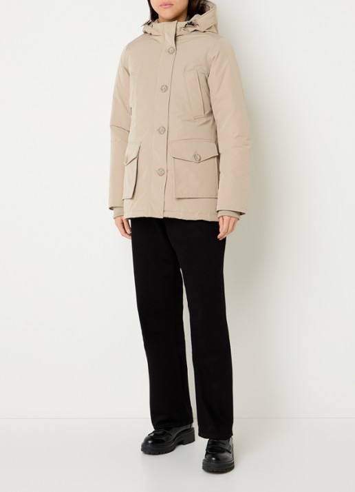 Airforce Parka met capuchon en steekzakken - voorkant 2 beige