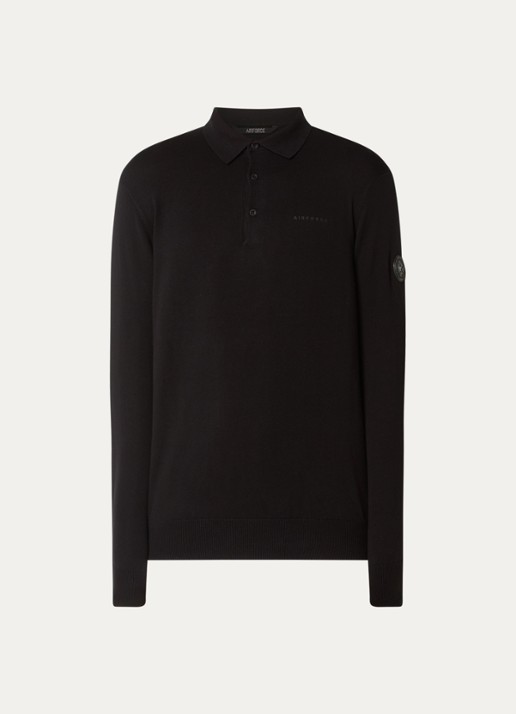 Airforce Regular fit polo met logo - voorkant zwart