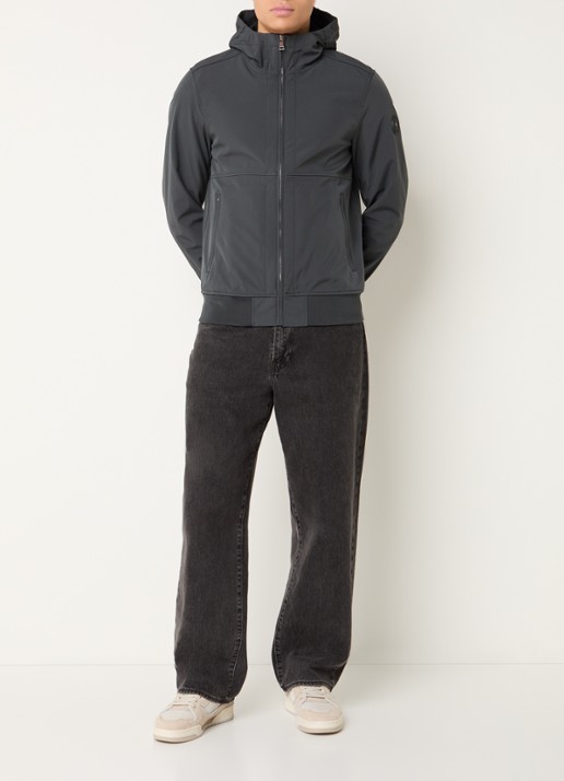 Airforce Rix softshell jack met capuchon en ritszakken - voorkant 2 grijs