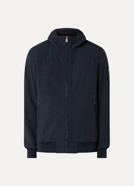Airforce Rix softshell jack met capuchon en ritszakken - voorkant 2 donkerblauw