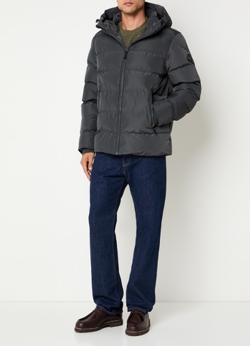 Airforce Robin puffer jack met capuchon - voorkant 3 donkergrijs