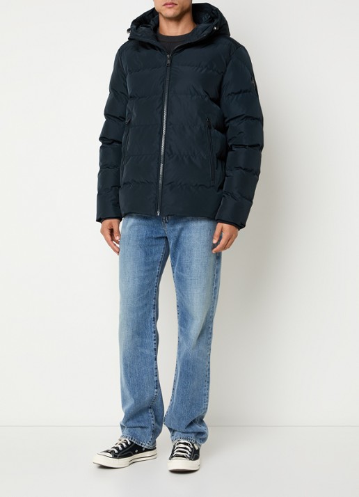Airforce Robin puffer jack met capuchon - voorkant 2 donkerblauw