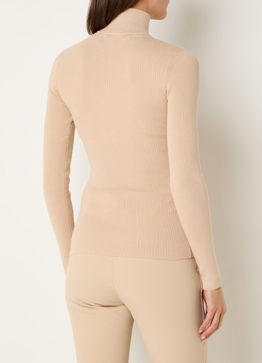 Airforce Ruby ribgebreide skipully met halve rits - achterkant 3 beige