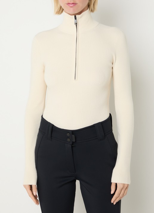 Airforce Ruby ribgebreide skipully met halve rits - detail 2 blauw