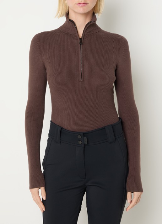 Airforce Ruby ribgebreide skipully met halve rits - detail paars