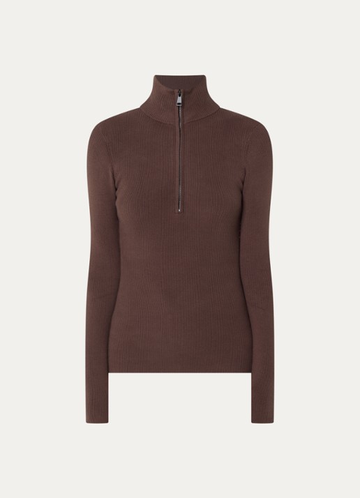 Airforce Ruby ribgebreide skipully met halve rits - voorkant 2 paars