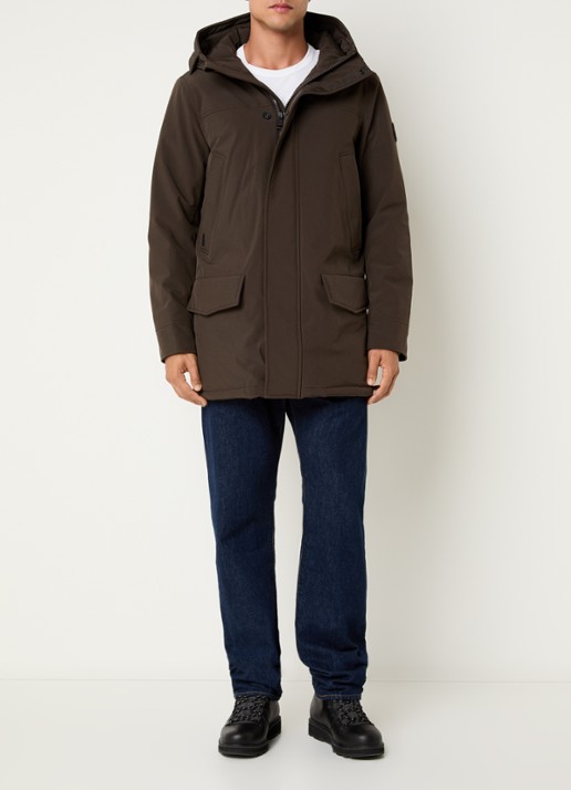 Airforce Snow gewatteerde parka met capuchon - voorkant 3 donkerbruin