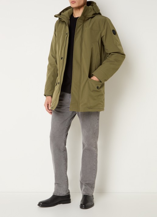 Airforce Snow gewatteerde parka met capuchon - voorkant 2 mosgroen