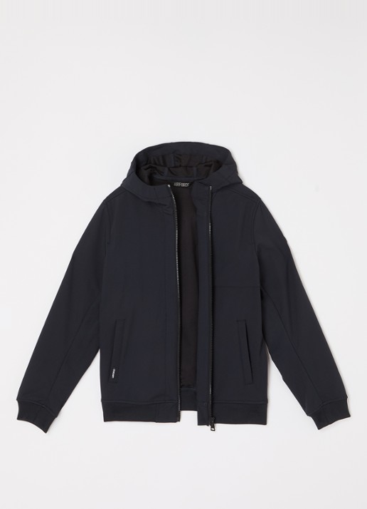 Airforce Softshell jack met ritszakken en capuchon - voorkant 2 donkerblauw