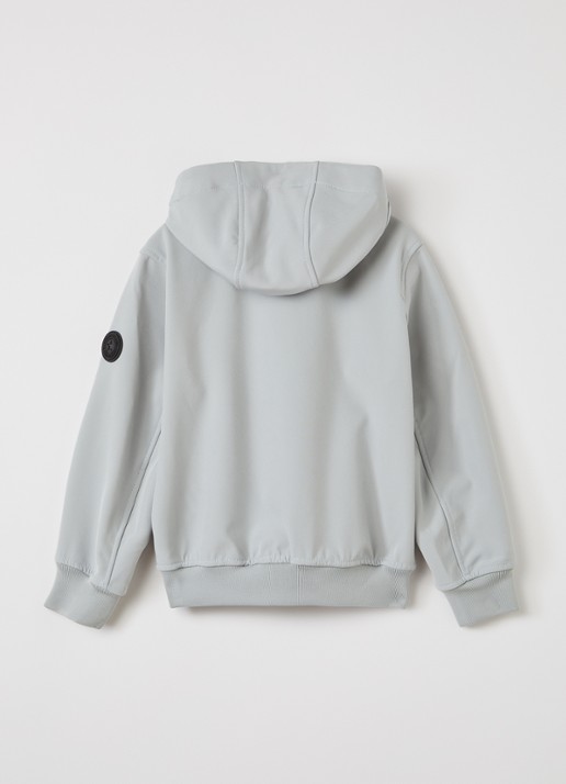 Airforce Softshell jack met ritszakken en capuchon - achterkant lichtgrijs