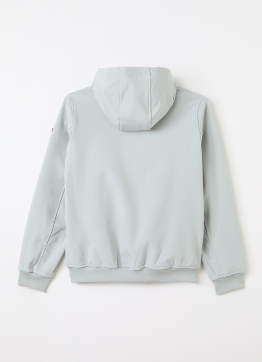 Airforce Softshell jack met ritszakken en capuchon - achterkant 2 lichtgrijs