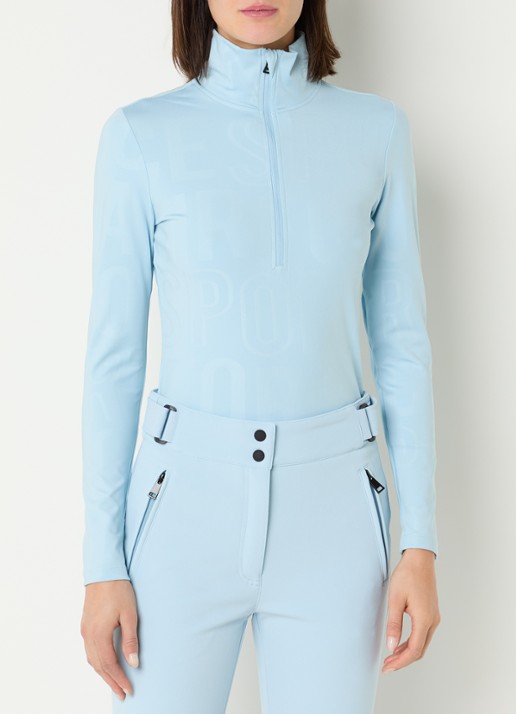 Airforce Squaw Vally skipully met halve rits en print - detail 2 lichtblauw