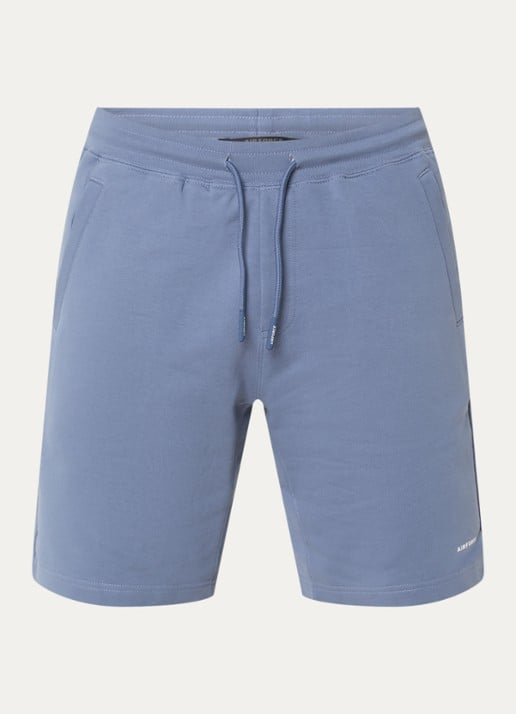 Airforce Straight fit korte joggingbroek met logo - voorkant 2 staalblauw
