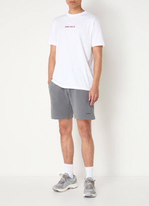 Airforce Straight fit korte joggingbroek van  katoen met logo - voorkant 2 donkergrijs