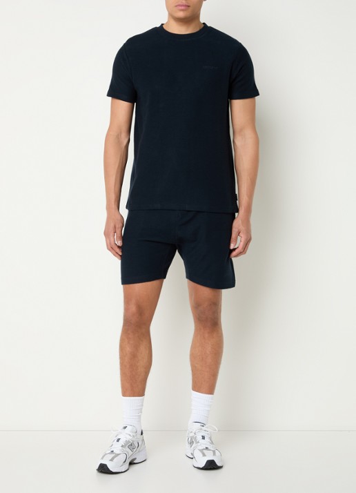 Airforce Straight fit korte joggingbroek van  katoen - voorkant 4 donkerblauw