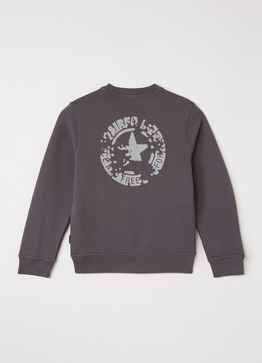 Airforce Sweater met logo- en backprint - voorkant 2 donkergrijs