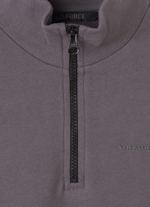Airforce Sweater met opstaande kraag - detail aubergine