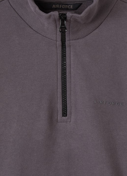 Airforce Sweater met opstaande kraag - detail 2 aubergine