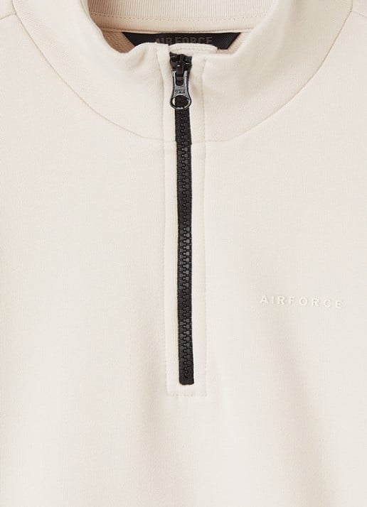 Airforce Sweater met opstaande kraag - detail 3 beige