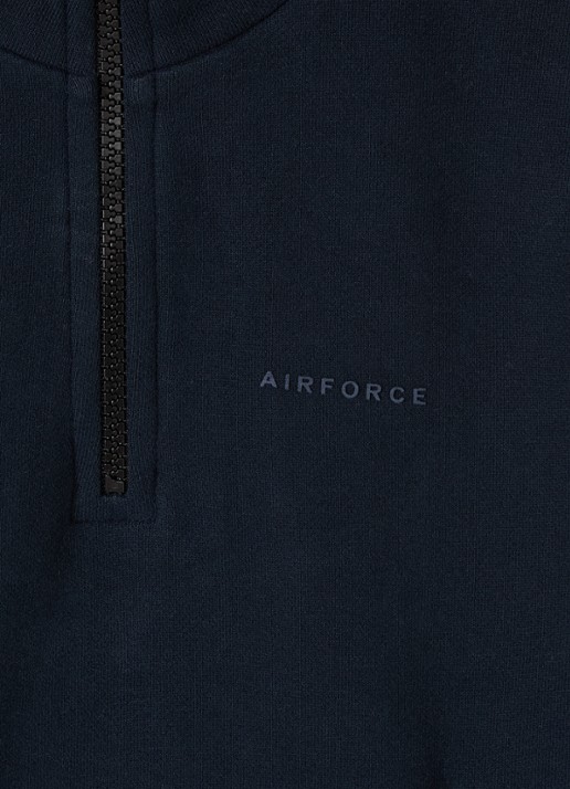 Airforce Sweater met opstaande kraag - detail donkerblauw