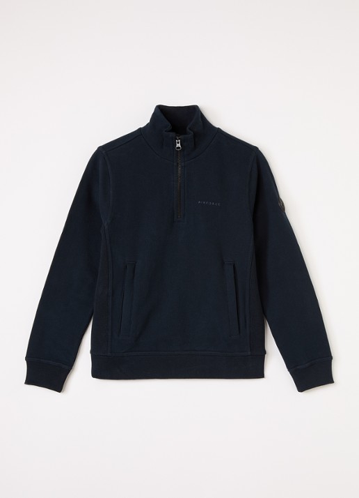 Airforce Sweater met opstaande kraag - voorkant 3 donkerblauw