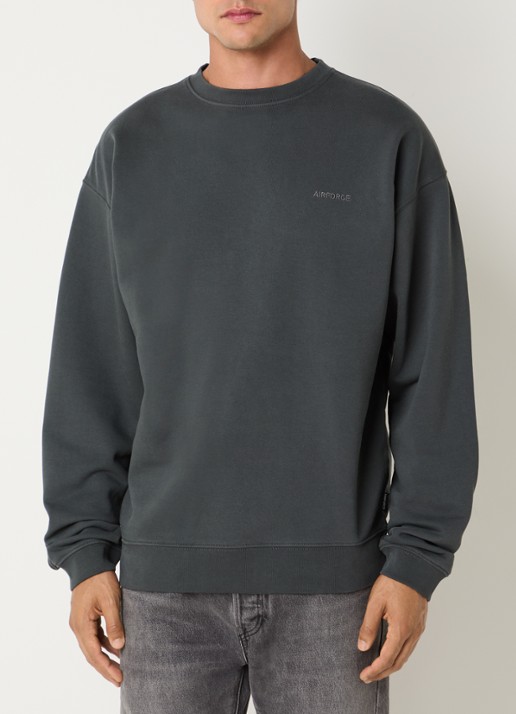 Airforce Sweater van katoen met logo - achterkant donkergrijs