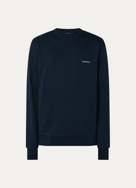 Airforce Sweater van  katoen met logo - voorkant donkerblauw