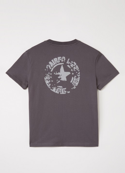 Airforce T-shirt met logo- en backprint - voorkant 2 donkergrijs