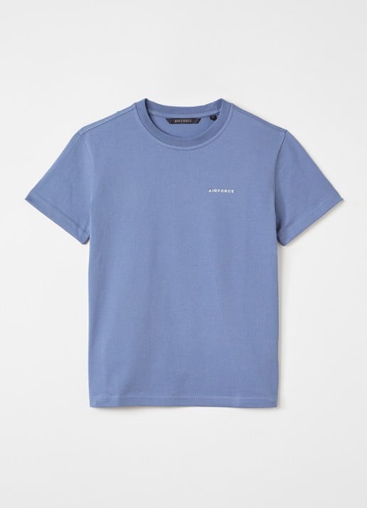 Airforce T-shirt met logo - voorkant 3 staalblauw