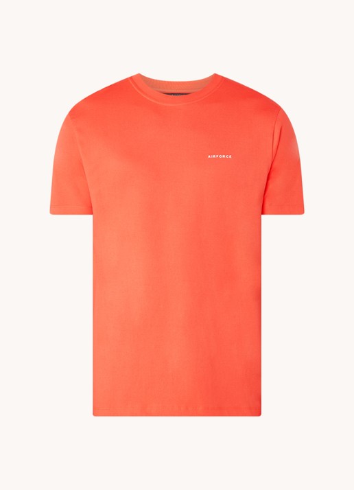 Airforce T-shirt van  katoen met logo - voorkant 2 oranjerood